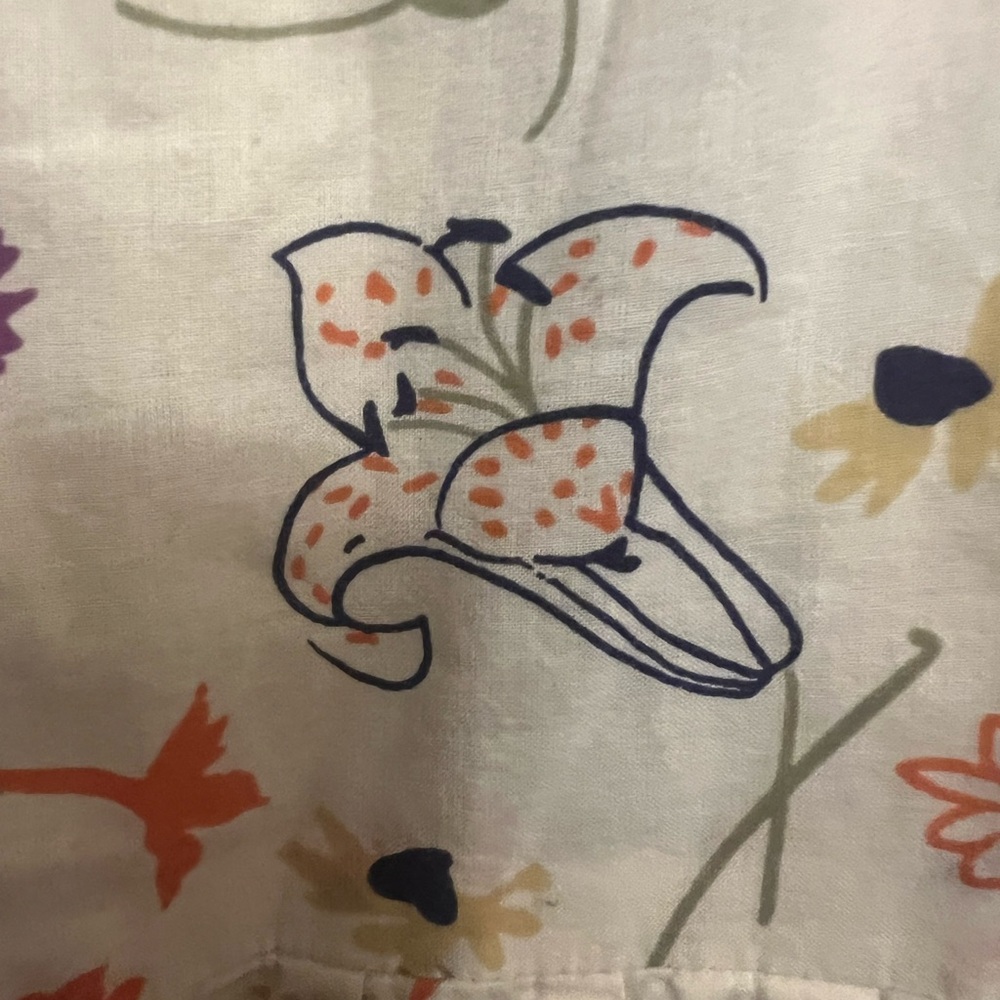 Anthropologie Cream Floral Midi Dress with Black Trim - Picture 16 of 16